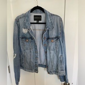 Distressed oversized denim jacket